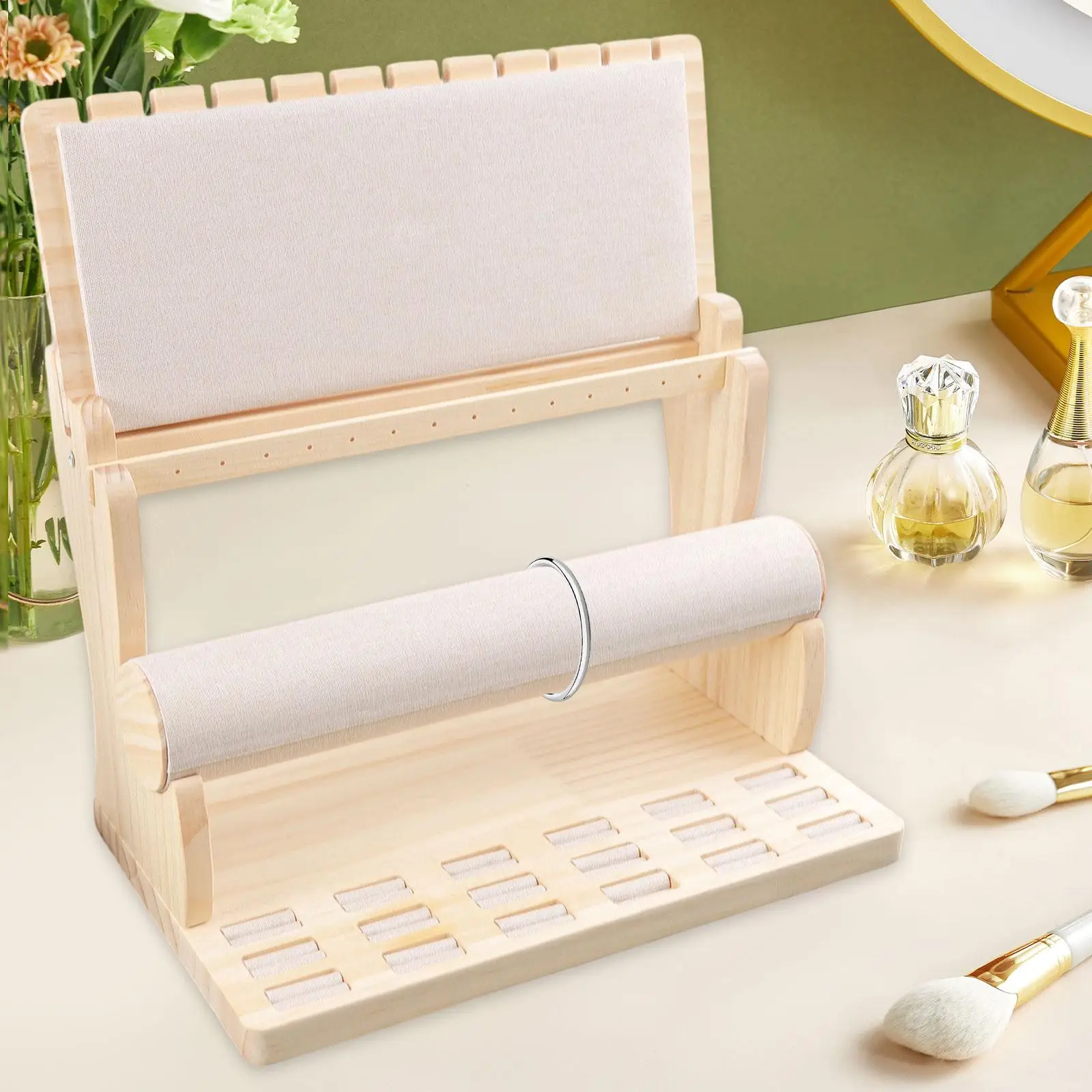 

Jewelry Organizer Multipurpose Wood Ring Tray Earring Organizer Jewelry Display Stand for Stores Shops Showcase Shows Countertop