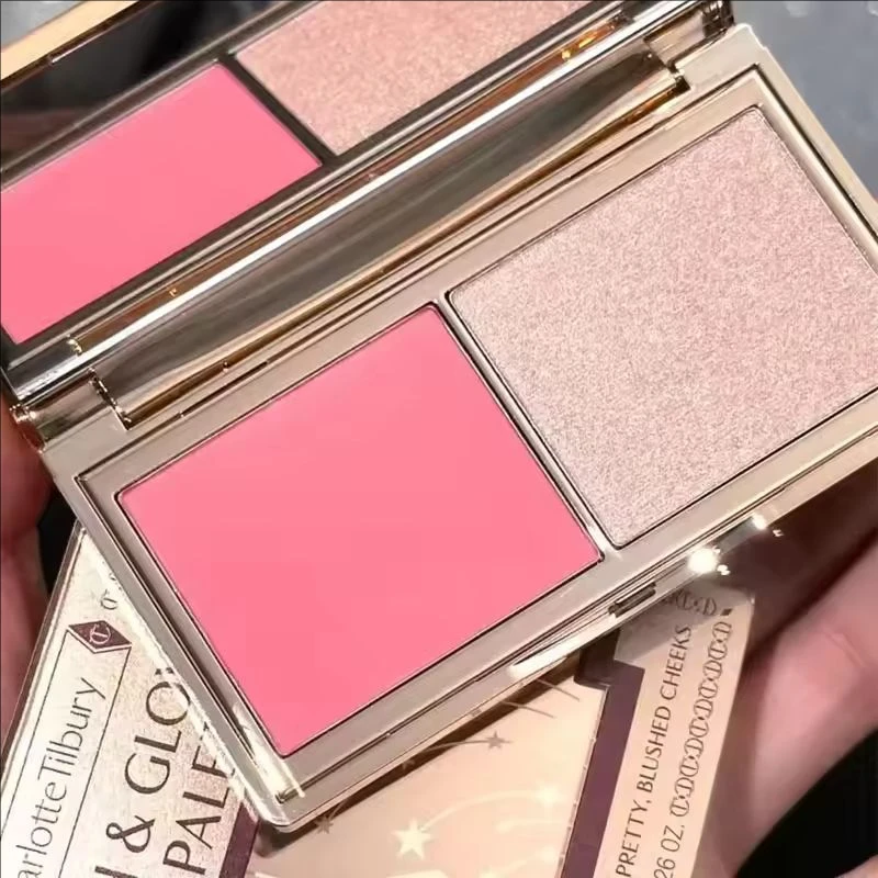 Hot CT Starlight Powder Blusher Highlight Two Color Disc Delicate Makeup Love Heart Two Color Powder Blusher Natural Cosmetics