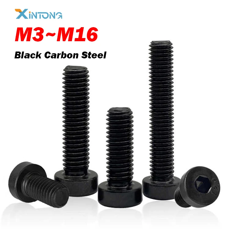 Black Carbon Steel Grade 12.9 Hexagon Hex Socket Thin Short Low Cap Head Screw Bolt M3 M4 M5 M6 M8 M10 M12 M14 M16 DIN7984