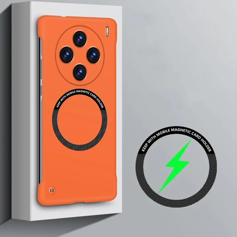 ملف مغناطيسي بدون إطار لحافظة الهاتف لهاتف Vivo X200 X100s X90 X100 Ultra X80 Pro شحن لاسلكي PC غطاء غير لامع
