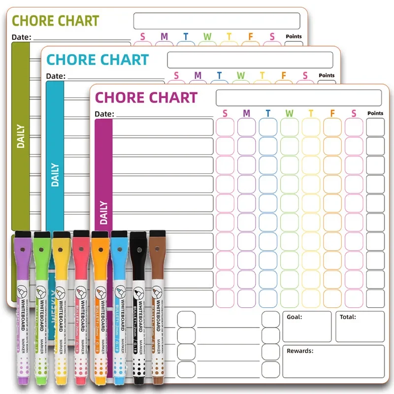 Daily Good Habits Develop Weekly Schedule Magnetic Whiteboard Learn Self-discipline Clock in Refrigerator Sticker