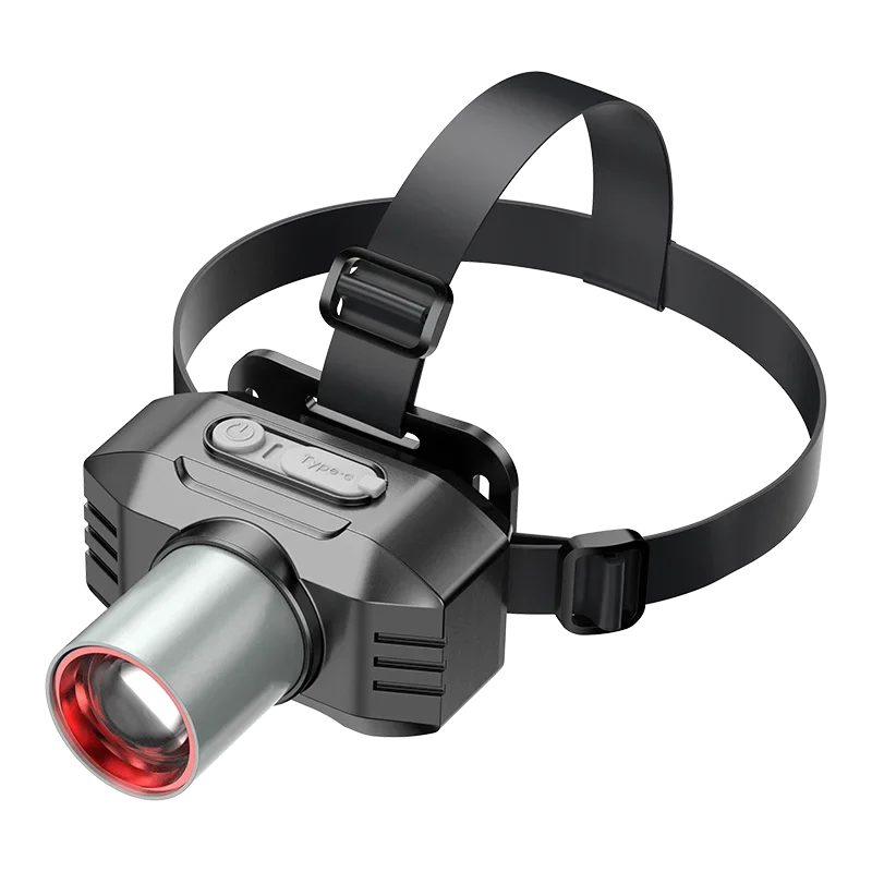 Faro a LED a luce forte Torcia montata sulla testa con zoom super luminoso Torcia da campeggio portatile ricaricabile USB Edc Torcia da pesca