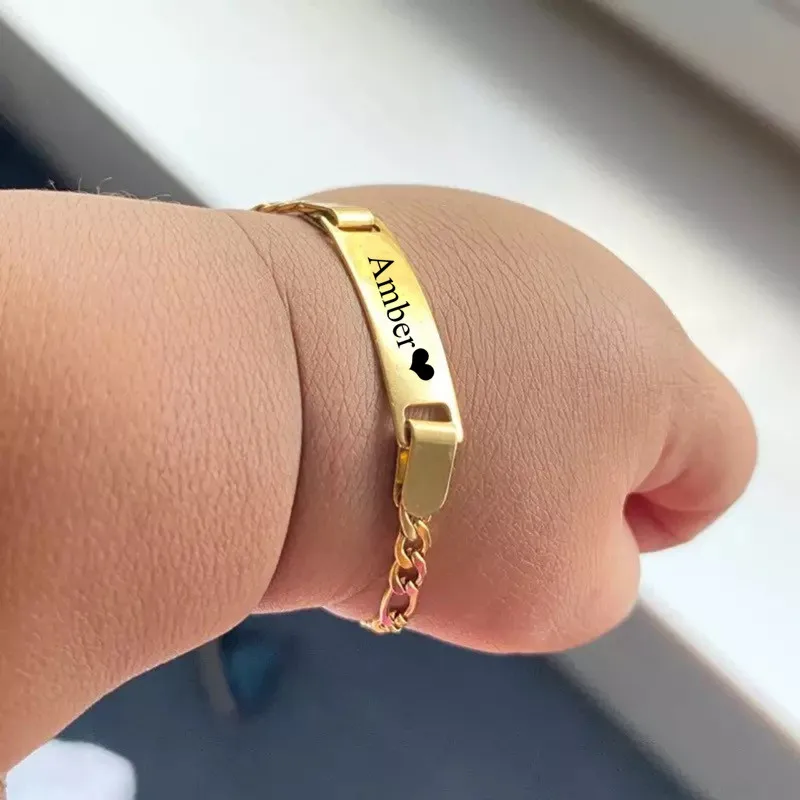 Personalised Baby Bracelet Customized Adjustable Toddler Bracelet Stainless Steel Children’s Name Kid\'s ID Birthday Baby Gifts