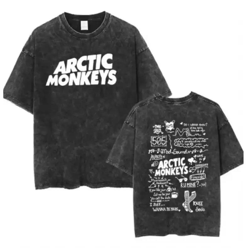 Y2K Hip-Hop Streetwear Kurzarm-T-Shirt, Retro Arctic Monkeys Rock-Album Grafik Vintage Oversized Shirt für Herren – Detail 12