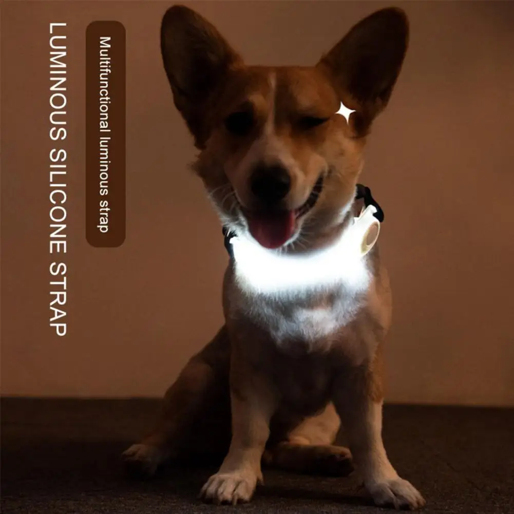 Colorful Silicone Luminous Band Multi-functional Pet Dog Collar Led Night Safety Flashing Warning Lights