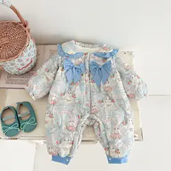 2024 winter new baby plus fleece thickened onesie girl baby super cute crawling Kids Onepiece Fashion Baby Clothing