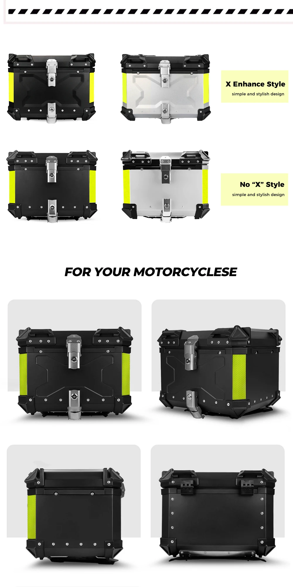 KEMIMOTO Motorrad-Topcase Universeller Aluminium-Koffer Motorrad-Heckbox 45L 55L 65L Wasserdicht mit Schloss & Rückenkissen – Detail 12