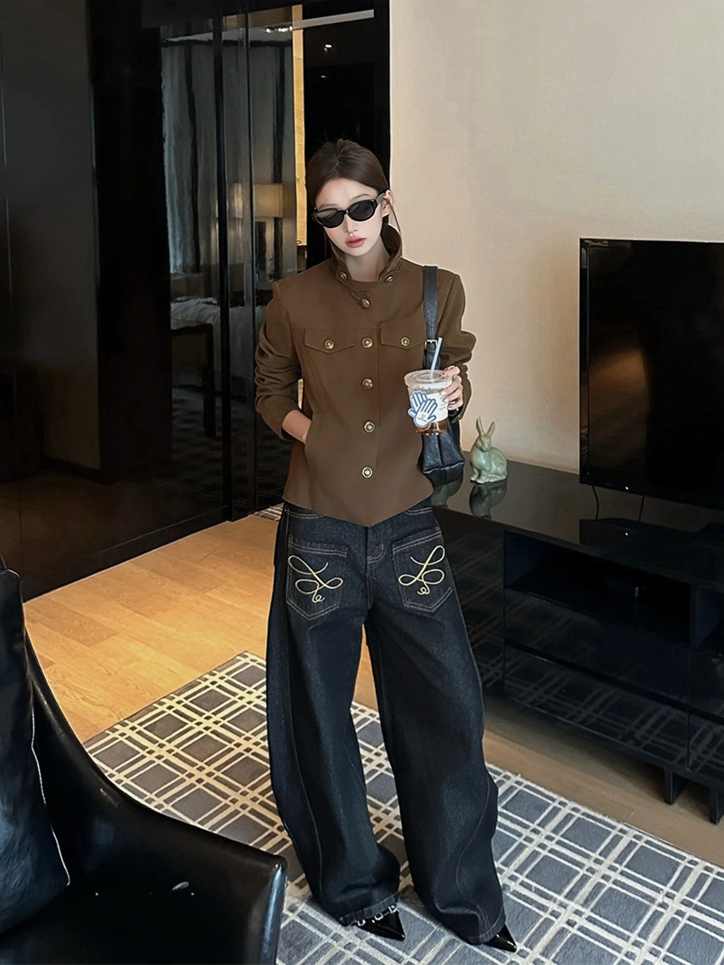 

Modern Wax Feel Crted Jaet Collared Workwear Sle Cotton Outerwear ex Versatile Work And Leisure Suitable Coat