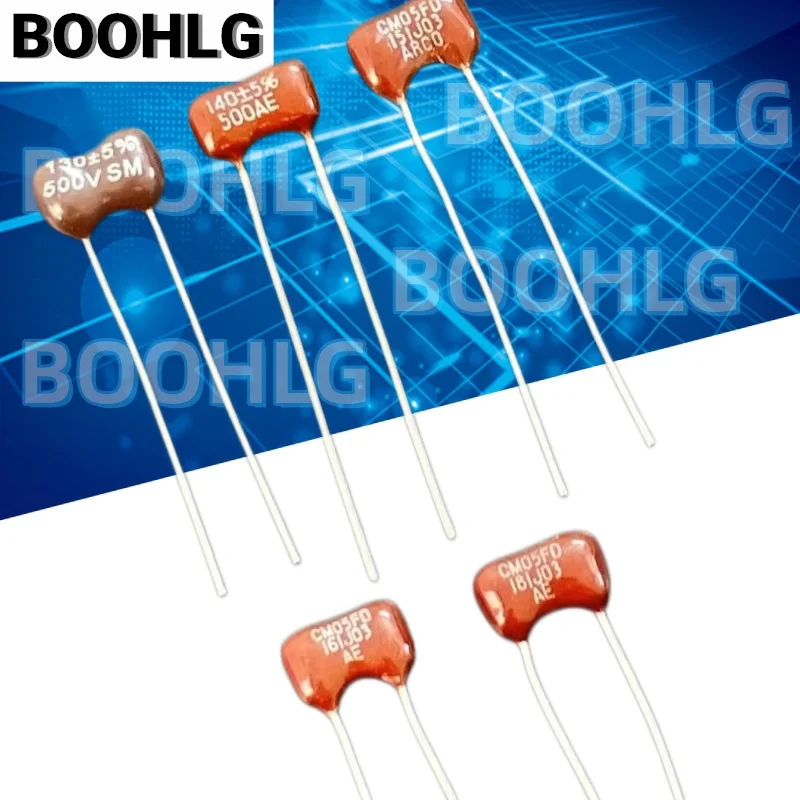 5PCS Capacitor de Mica 500V 130PF 140PF 150PF 160PF 180PF Mica Prata de Alta Qualidade