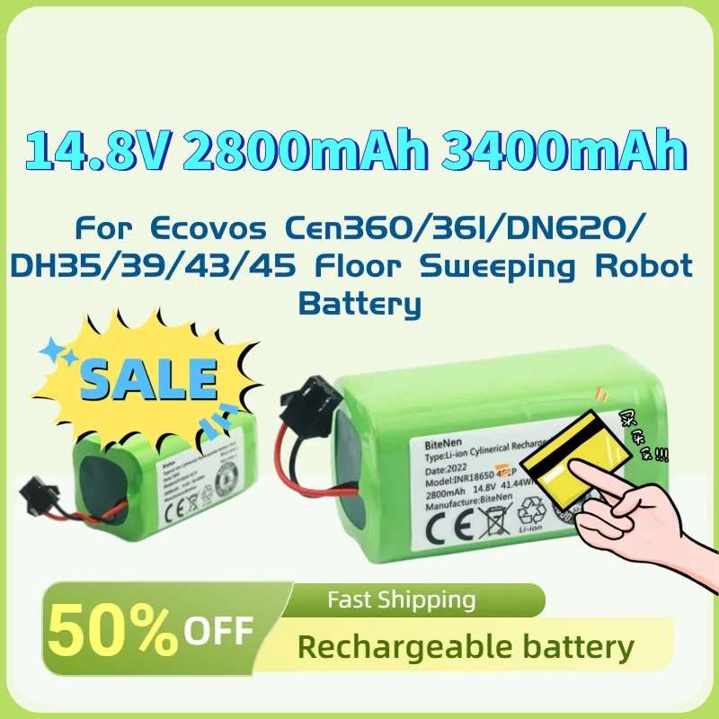 

Новая сменная батарея 14.8V 2800mAh 3400mAh в наличии для роботов-пылесосов Ecovos Cen360/361/DN620/DH35/39/43/45