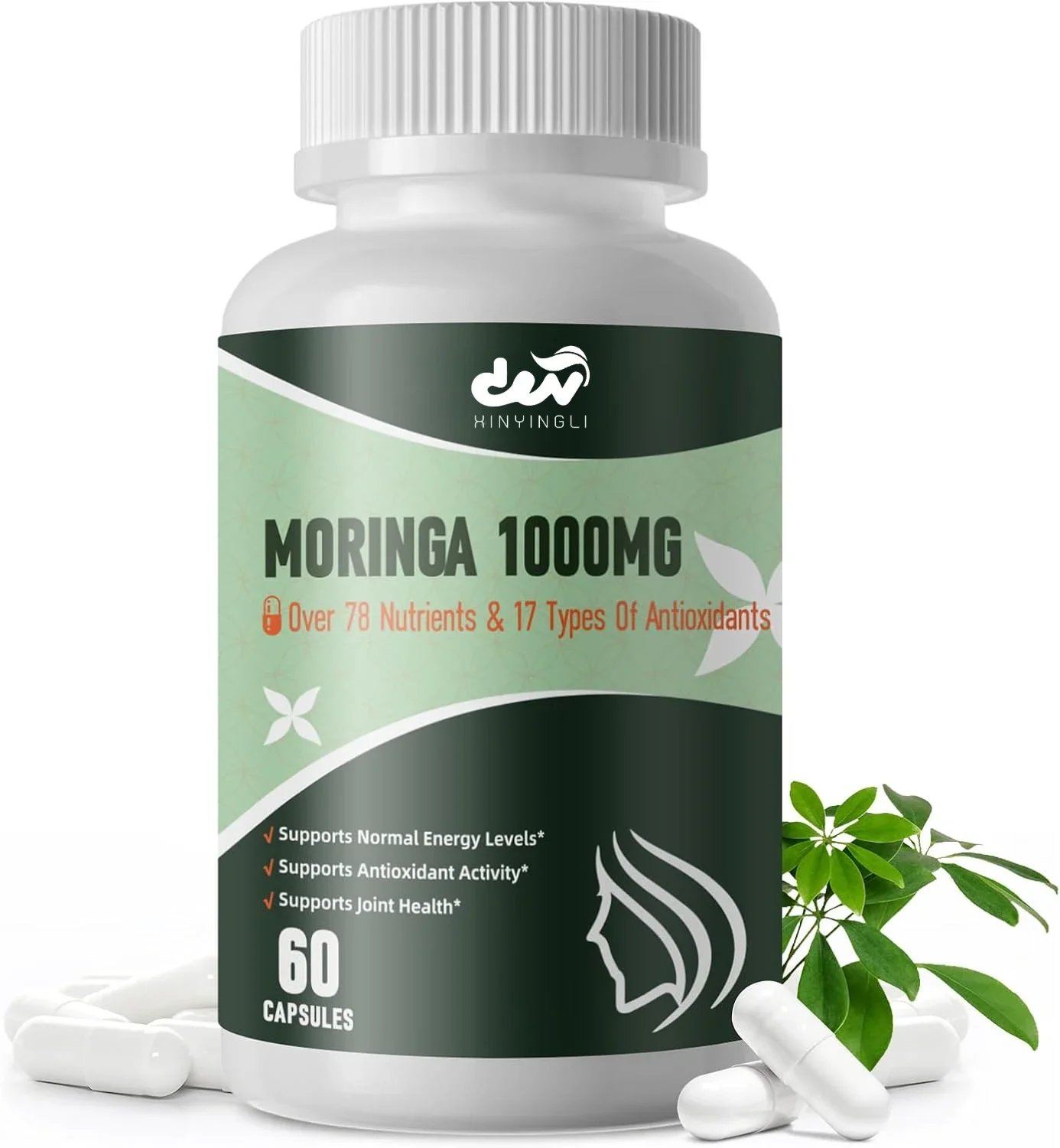 Cápsulas Moringa Nutri-Moringa con cúrcuma y jengibre suplemento de hierbas para soporte energético Salud de la piel Salud intestinal 90 cápsulas vegetales