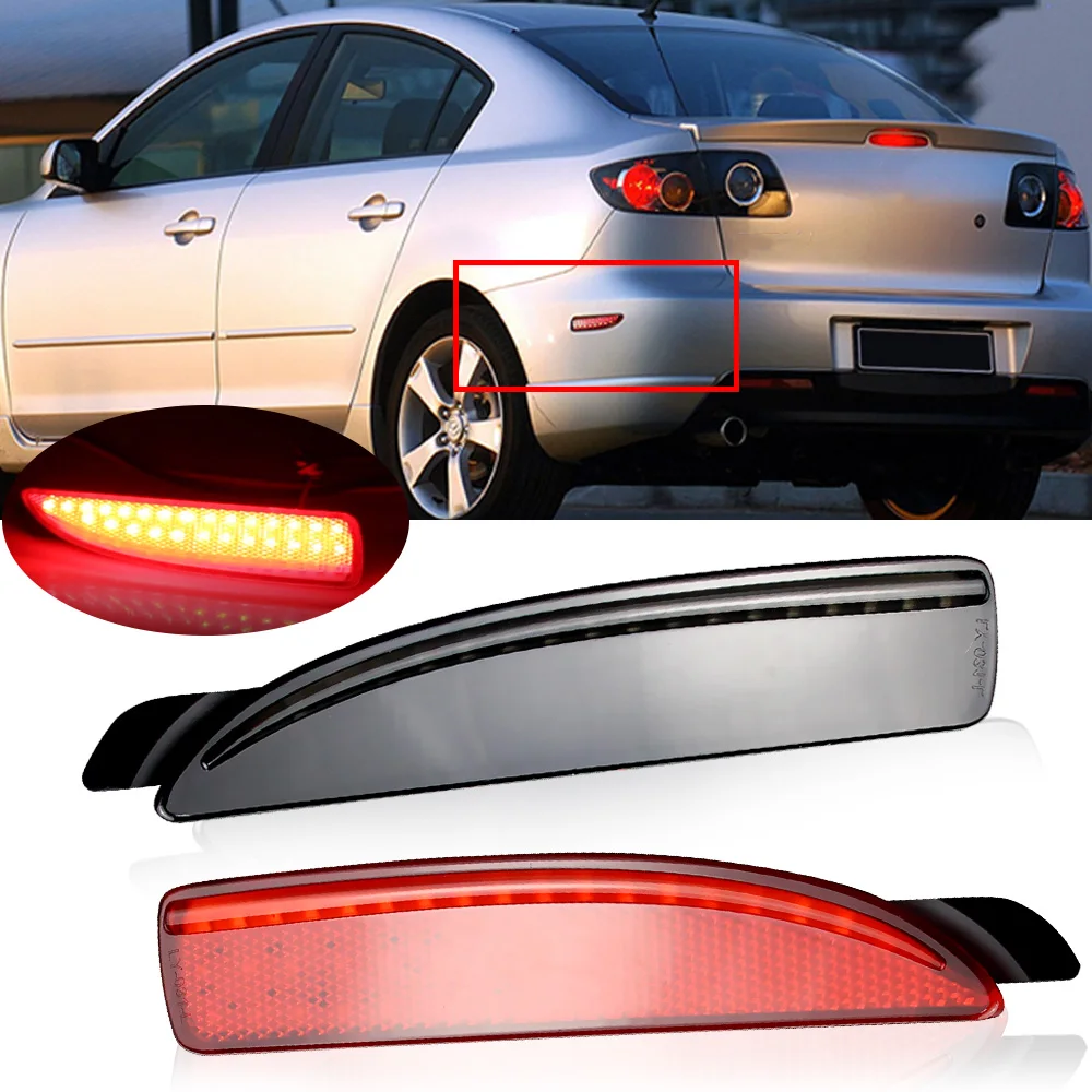 2PCS Car Red LED Side Marker Light For 2004-2008 1st Gen Mazda 3 Sedan/Hatch, Replace OEM Red Bulb-Less Sidemarker Reflectors