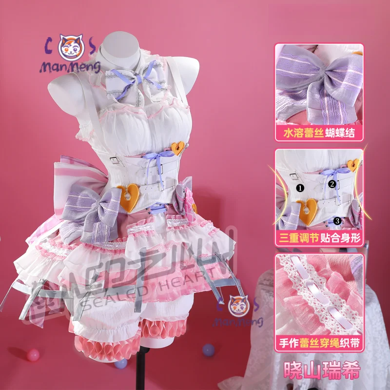 Akiyama Mizuki Amia mzk Anime PJSK Cosplay Costume Girl Sweet Pink Lolita Dress Gloves Accessories Prop Halloween Christmas Gift view 3