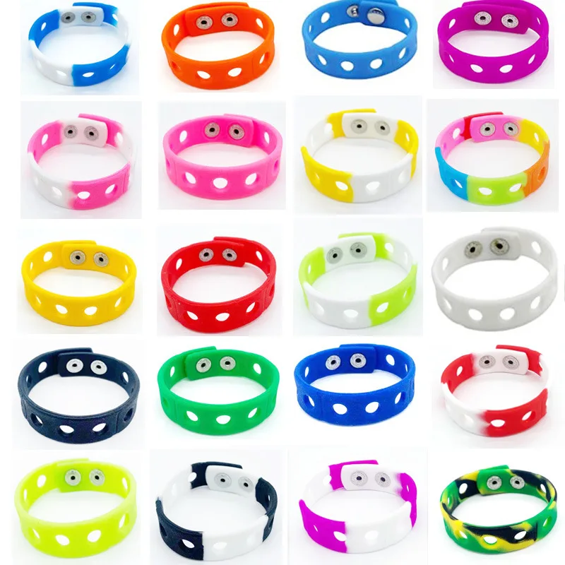 2 colors silicone 18cm Wristbands strap bracelet decoration can fit shoe buckles charms accessories DIY tool kids man gift