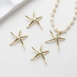 2pcs Dainty Brass Starfish Charms for Jewelry Making Pendant Supplies DIY 14K Gold Plated Eardrop Accessories 28*33mm