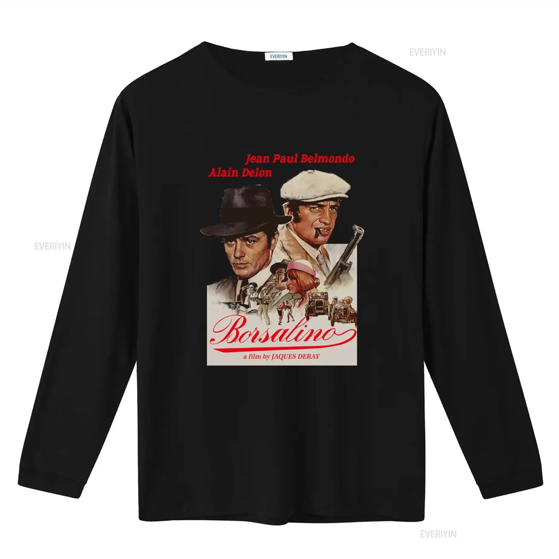 Alain Delon Borsalino Vintage Film Design T Shirt for Men Retro Style vintage Washed Top For Everyday Wear Versatile fashion