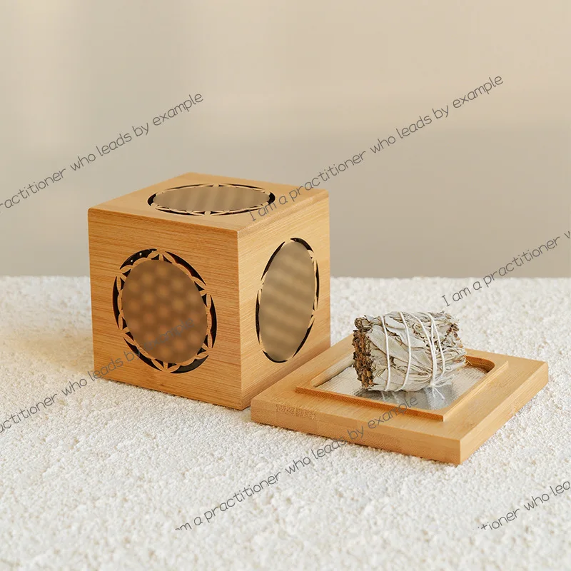 Wooden crystal purification degaussing box solid wood aromatherapy box sage crystal bracelet purification