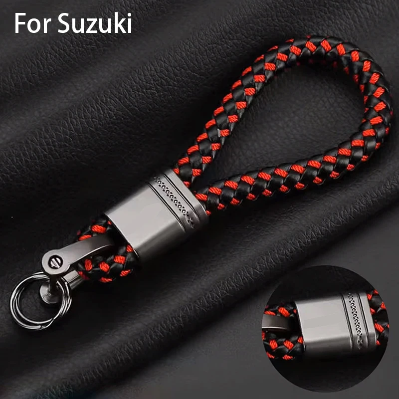 Car Braided Rope Keyring Metal Keychain Car Accessories For Suzuki Swift Samurai Vitara SX4 Jimny Alto Kaiser Ingnis DZire Swace