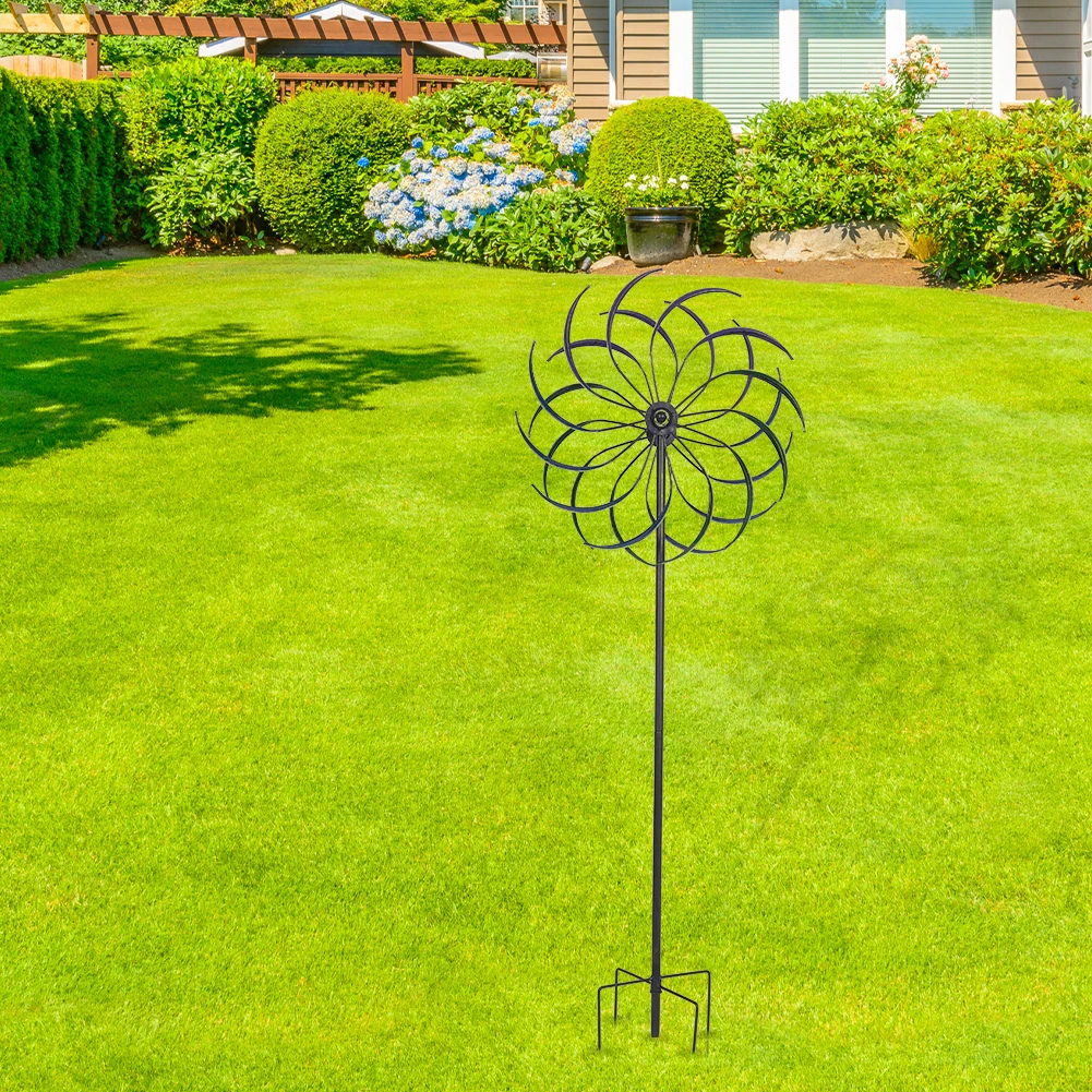 

Rainbow Color Windmill Double-Layer Iron Windmill Outdoor Wind Catcher for Yard Decoration Accessories Tool