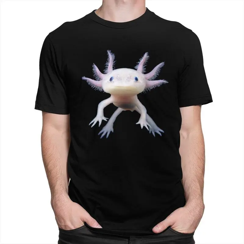 Custom Cool Cute Axolotl T Shirt Men Short Sleeve 100% Cotton T-shirt Salamander Animal Tees Fashion Tshirts