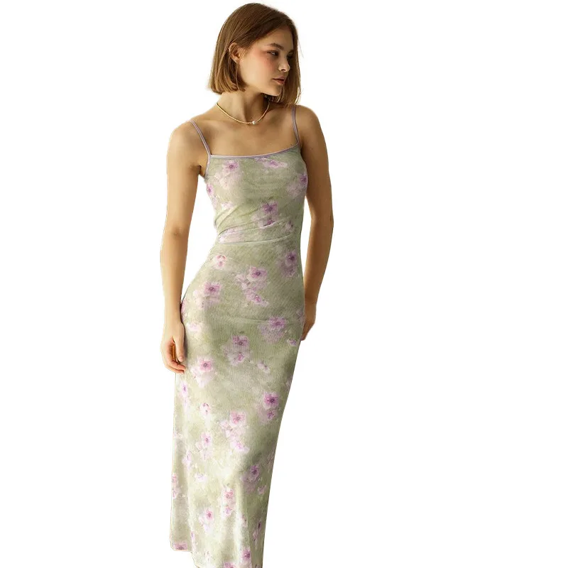 

Summer 2025 New Temperament Hip Skirt, Celebrity Style Sexy Suspender Print Slim Dress Women Cw30757