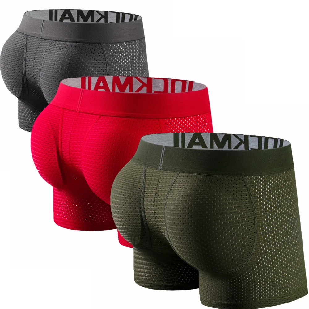 JOCKMAIL Mens Underwear Boxer Mesh Mens Padded Underwear with Hip Pads Men's Boxers Butt Padded Elastic Truncks Enhancement