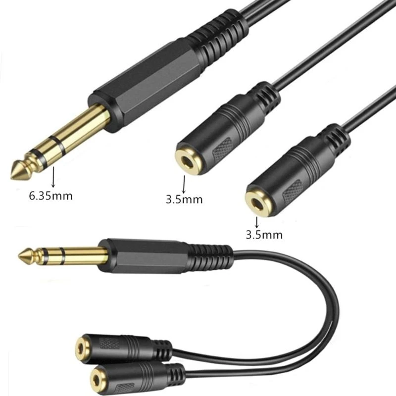 

6.35 Mm Male To 2x3.5mm Female Adapter Cable 1/4 6.35mm Plug To Dual 3.5 mm Jack Y Splitter Stereo Audio Cord for Headphone