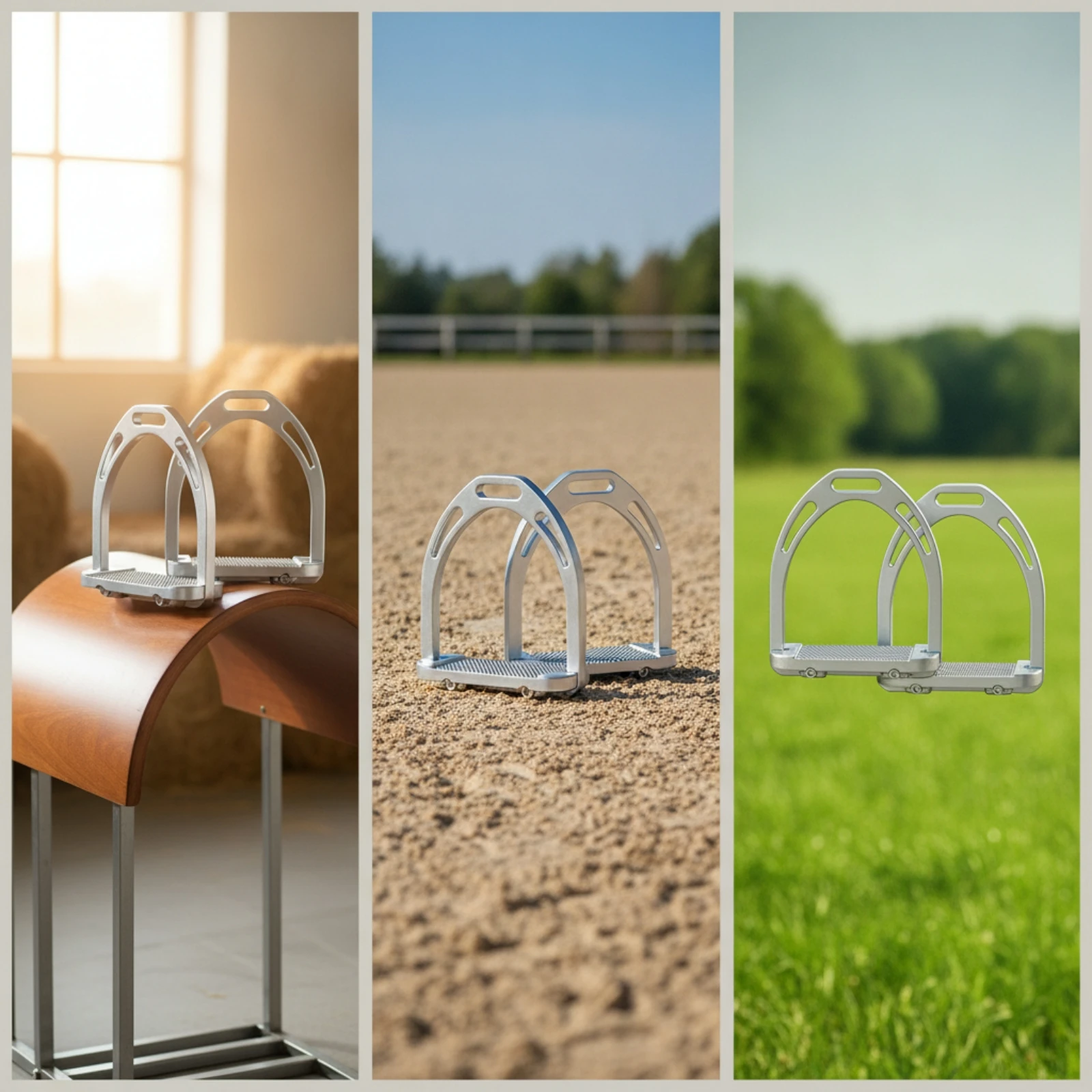 Stirrups with Textured Footbed Lightweight Aluminum Stirrups Tack Sturdy Comfortable for Equestrians, Horseback Riding, Training