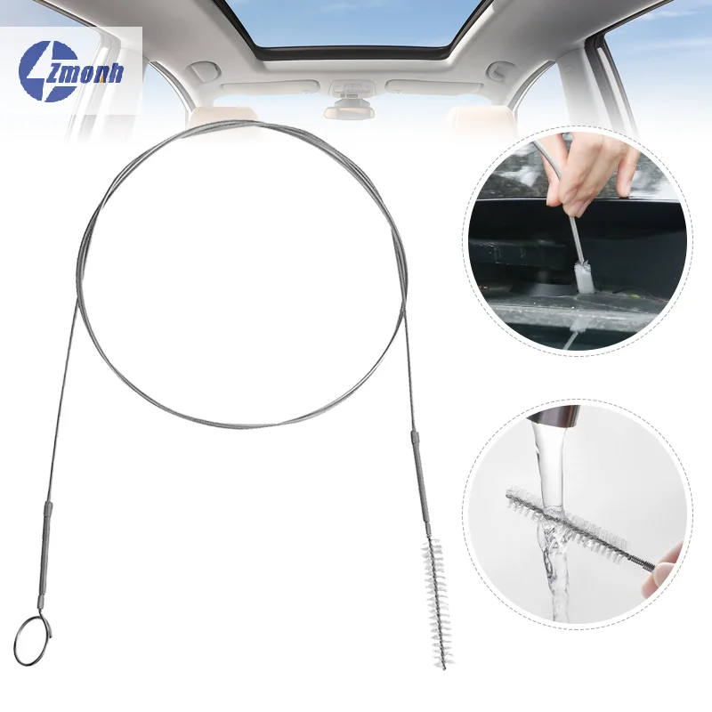 New!1.5m Hard-Bristled Crevice Cleaning Brush Car Drain Hole Clog Dredge Clean Scrub Brushes Car Sunroof Hole Wash Tools