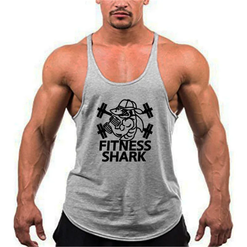 الصيف القطن تنفس الحمالات Y-الظهر سترات الصالة الرياضية اللياقة البدنية أكمام كمال الاجسام قمصان رياضية رجالي تجريب العضلات تانك القمم #5