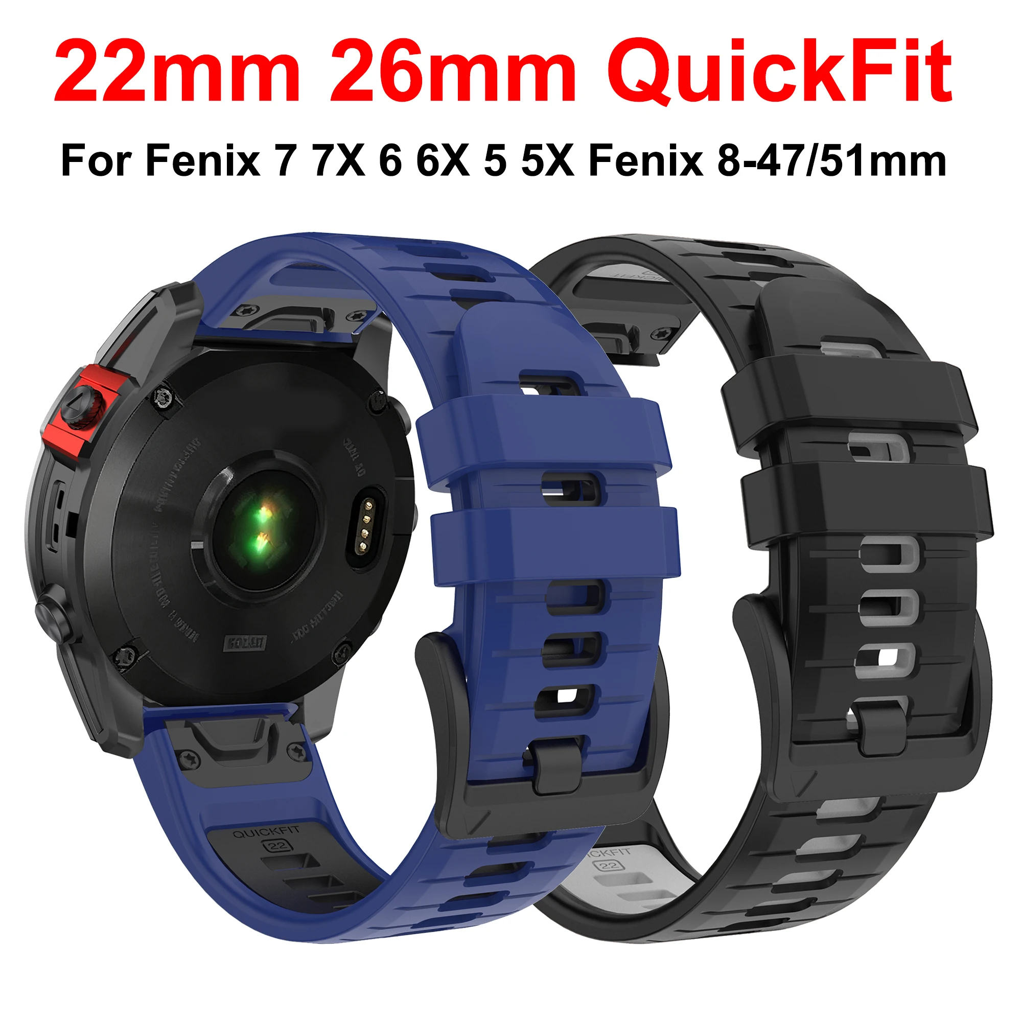 22mm 26mm QuickFit Silikonarmband für Garmin Fenix 7X 7 Pro 6 6X 5 5X Fenix8 Epix Gen2 47mm 51mm Enduro3 Tactix Uhren-Armband