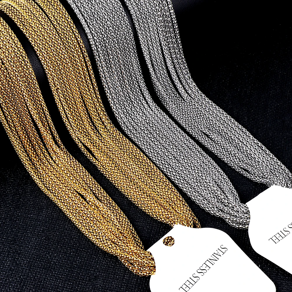 LUXUSTEEL 2mm Bamboo Chain Necklaces 10pcs/lot Steel Golden Color Long Chain Necklace For Pendants Charms Wholesale Party Gift