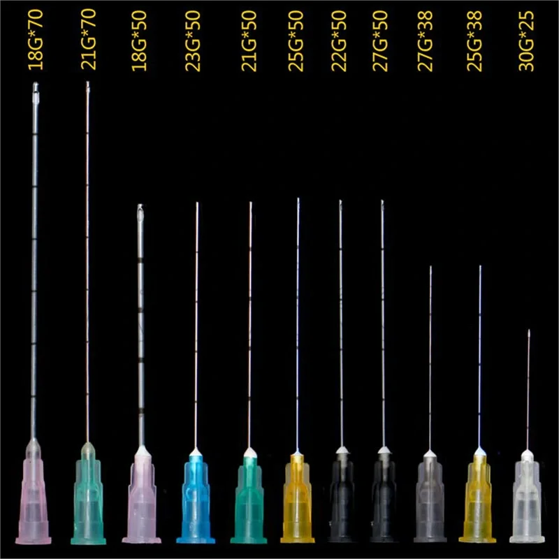 Agulha descartável da cânula da ponta sem corte, enchimento facial do ácido úrico, 14G 90mm, 18G, 21G, 22G, 23G, 25G, 27G, 30G, 50Pcs, 100 PCes