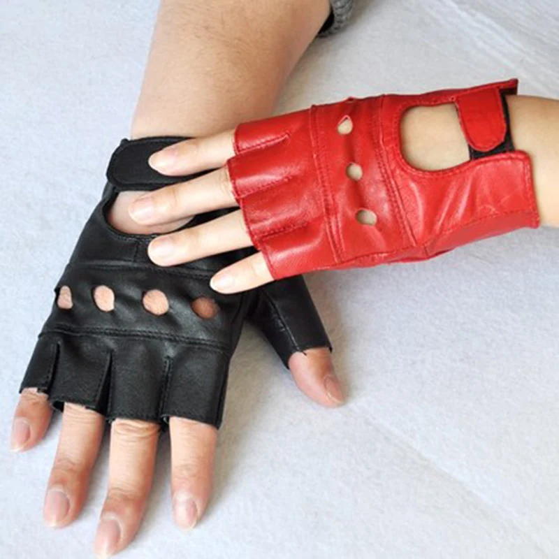 1 Pair Fashion Leather Gloves Red Black White Luvas Guantes Mujer For Women Girls Red Balck White Loving Heart Gloves