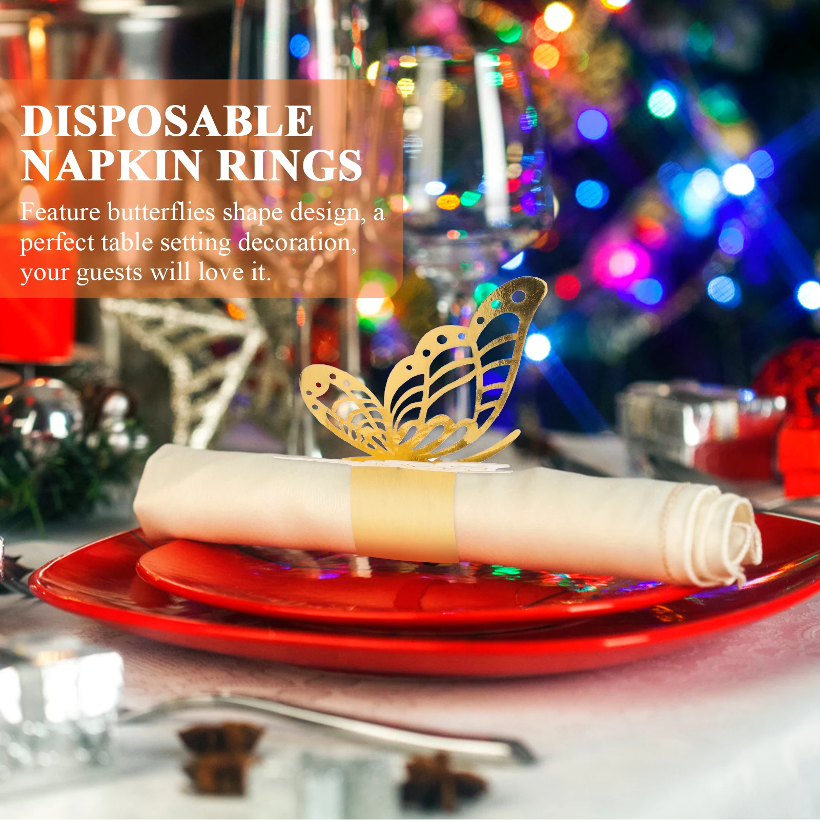 

50 Pcs Wedding Ring Napkin Holder Decoration Napkins Rings Butterfly Paper Elegant