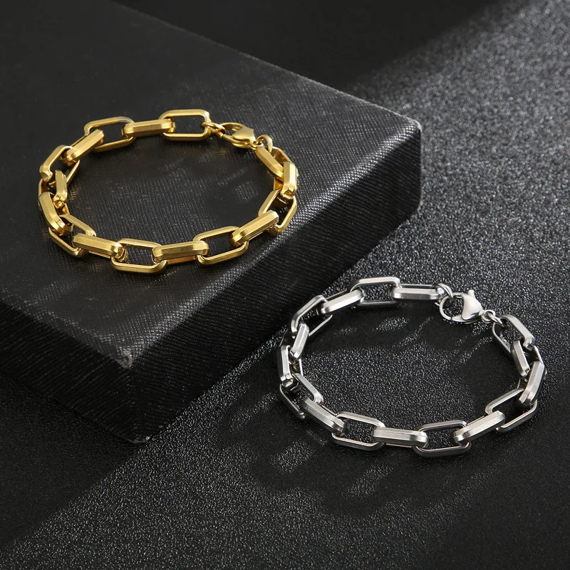 New Hip Hop Original Classic Chain Bracelet for Men Womne Simple Heavy Thick Stainless Steel Aesthetic Vintage Jewelry Width 9mm