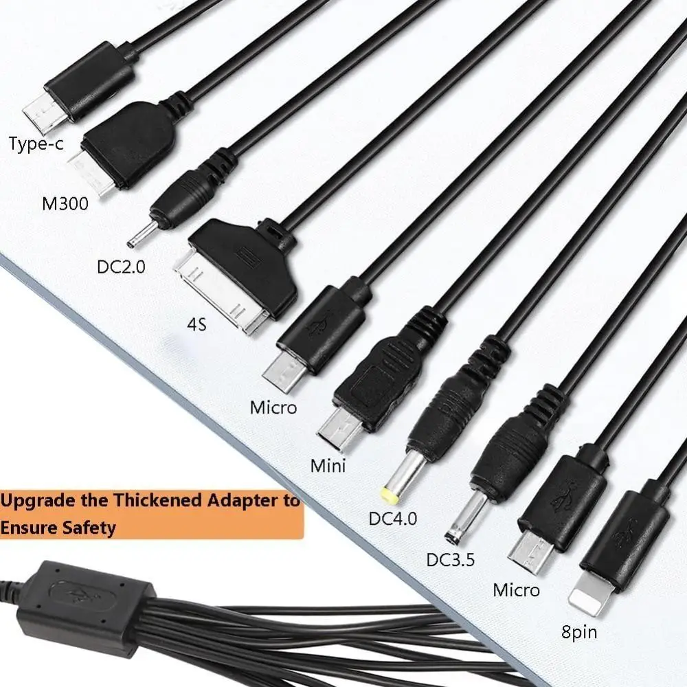 10 in 1 Multi Charging Cable Multiple Charging Cord Charging Cable with 10 Ports for Charging Cell Phones Speaker MP3 MP4