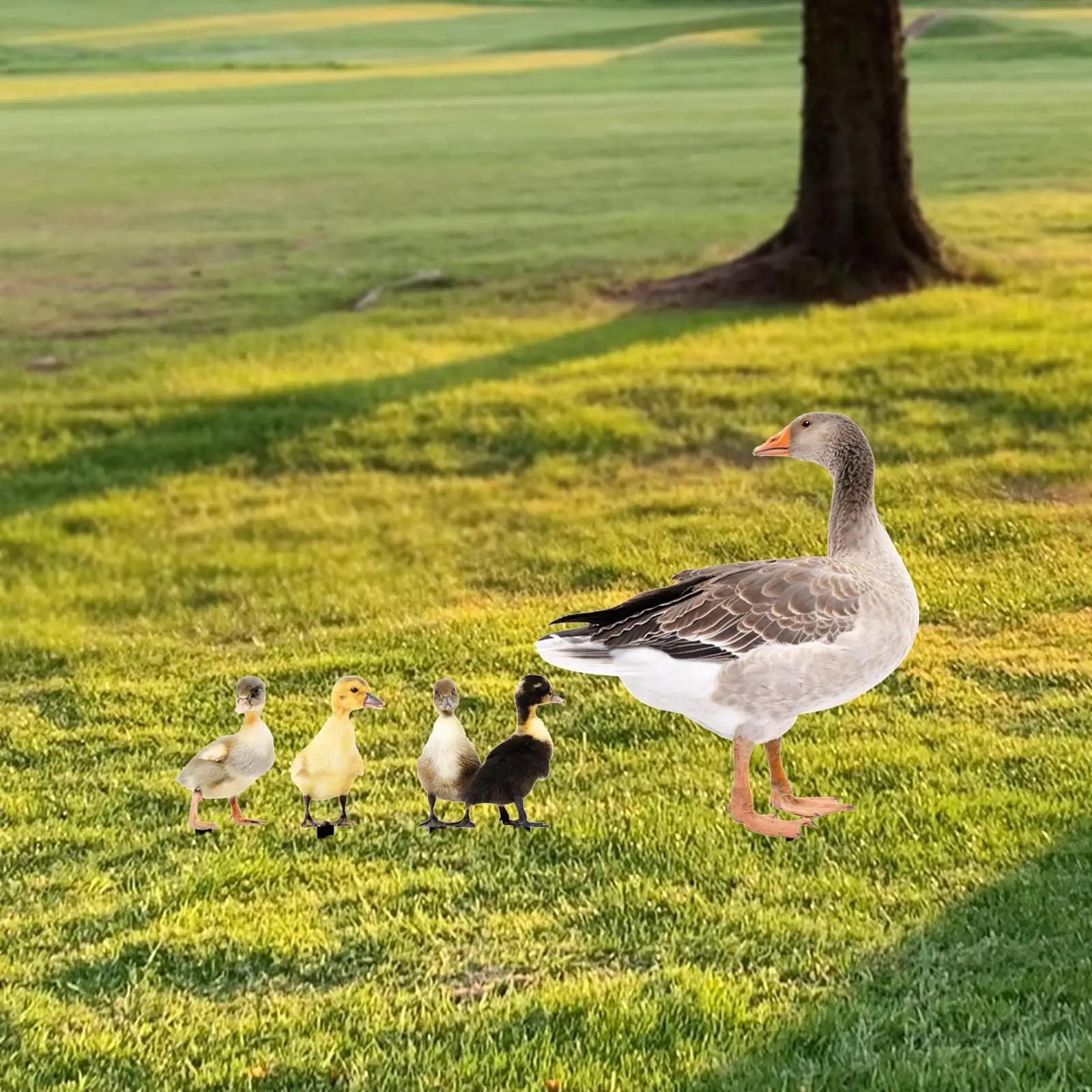 4Pcs Duck Animal Statue Stakes Ornament Yard Decor Decorative Weatherproof