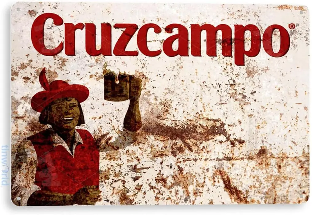 Tinworld TIN Sign 12 x 18 Cruzcampo Spanish Beer Decor Spain Bar Pub Shop Store Cave A766