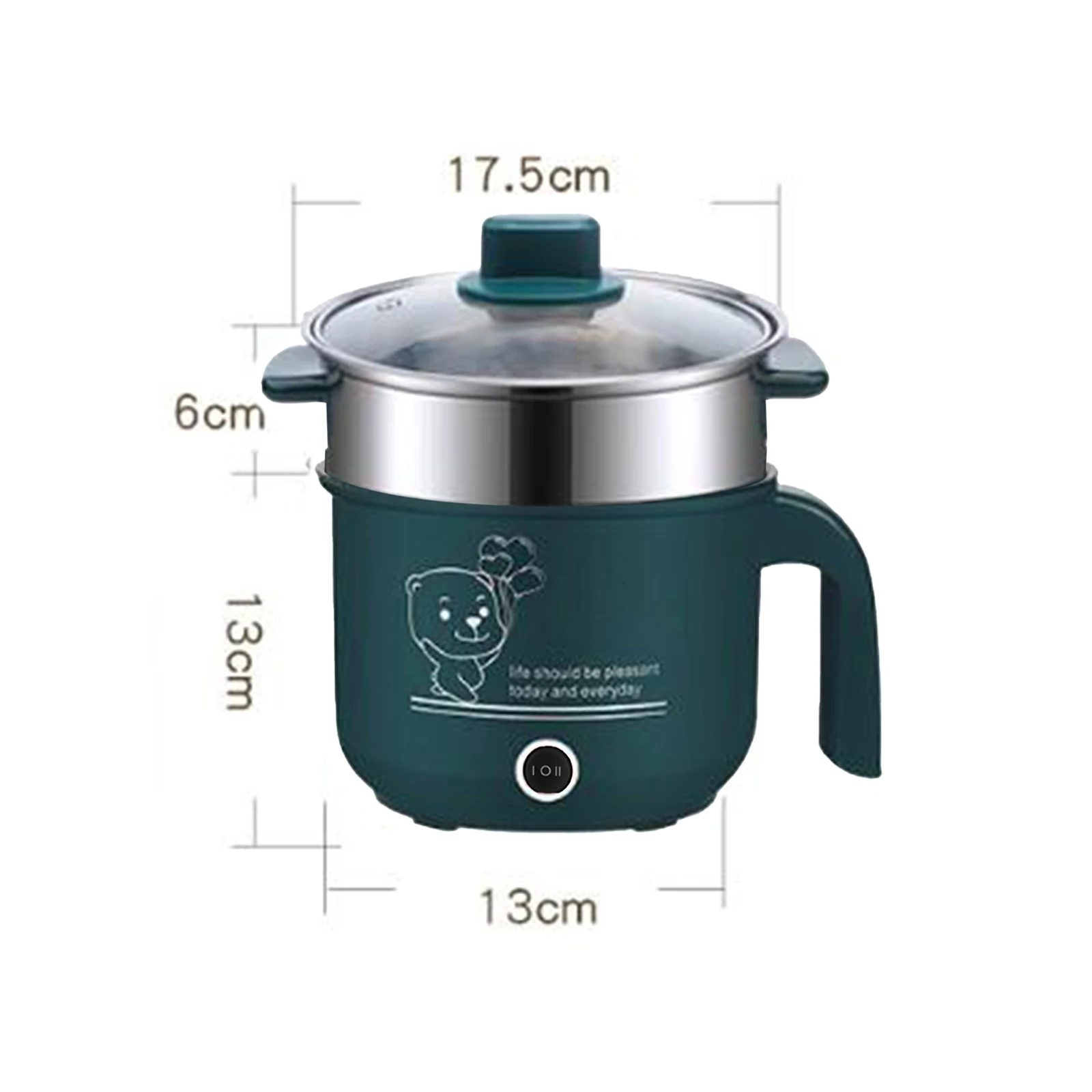 1, 8L 1-2 orang Mini kompor listrik makanan mie lapisan tunggal/ganda multifungsi anti-lengket panci mesin memasak uap untuk rumah