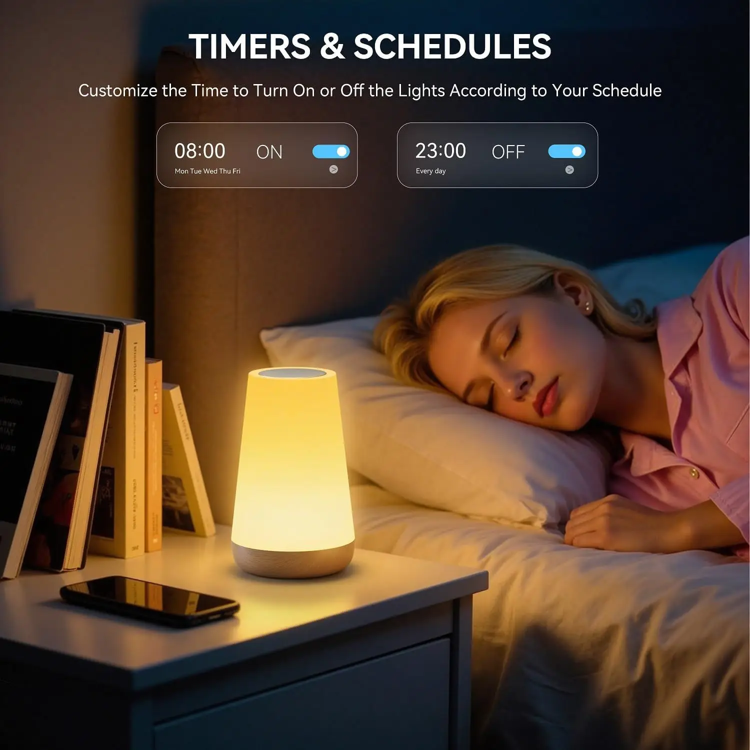 Tuya Smart APP WIFI Table Lamp Ambient Bedside Lamp Remotely Controlled Bedside Lamp Night Light with Multiple Lighting Modes