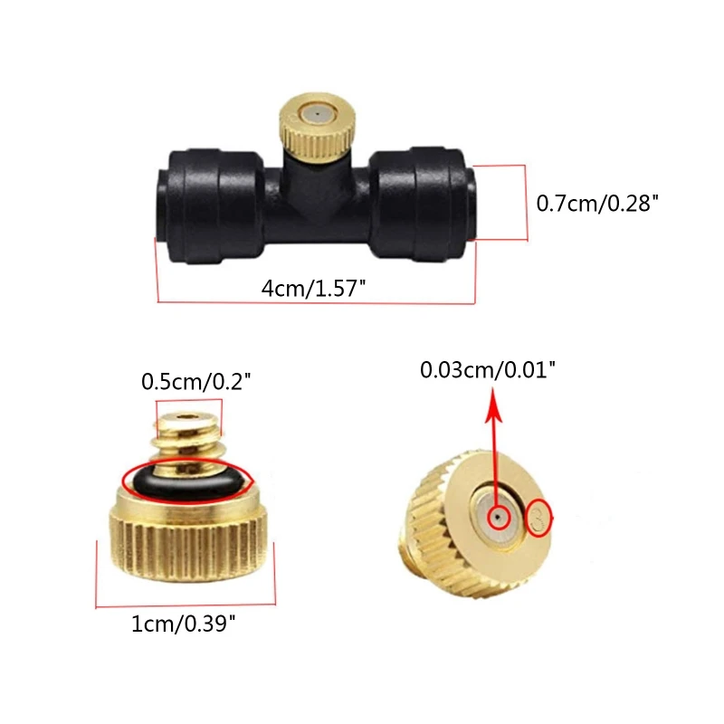 6 sztuk/zestaw Niskociśnieniowy rozpylacz rozpylający mgłę mosiądzu Dysza zamgławiająca do użytku na zewnątrz