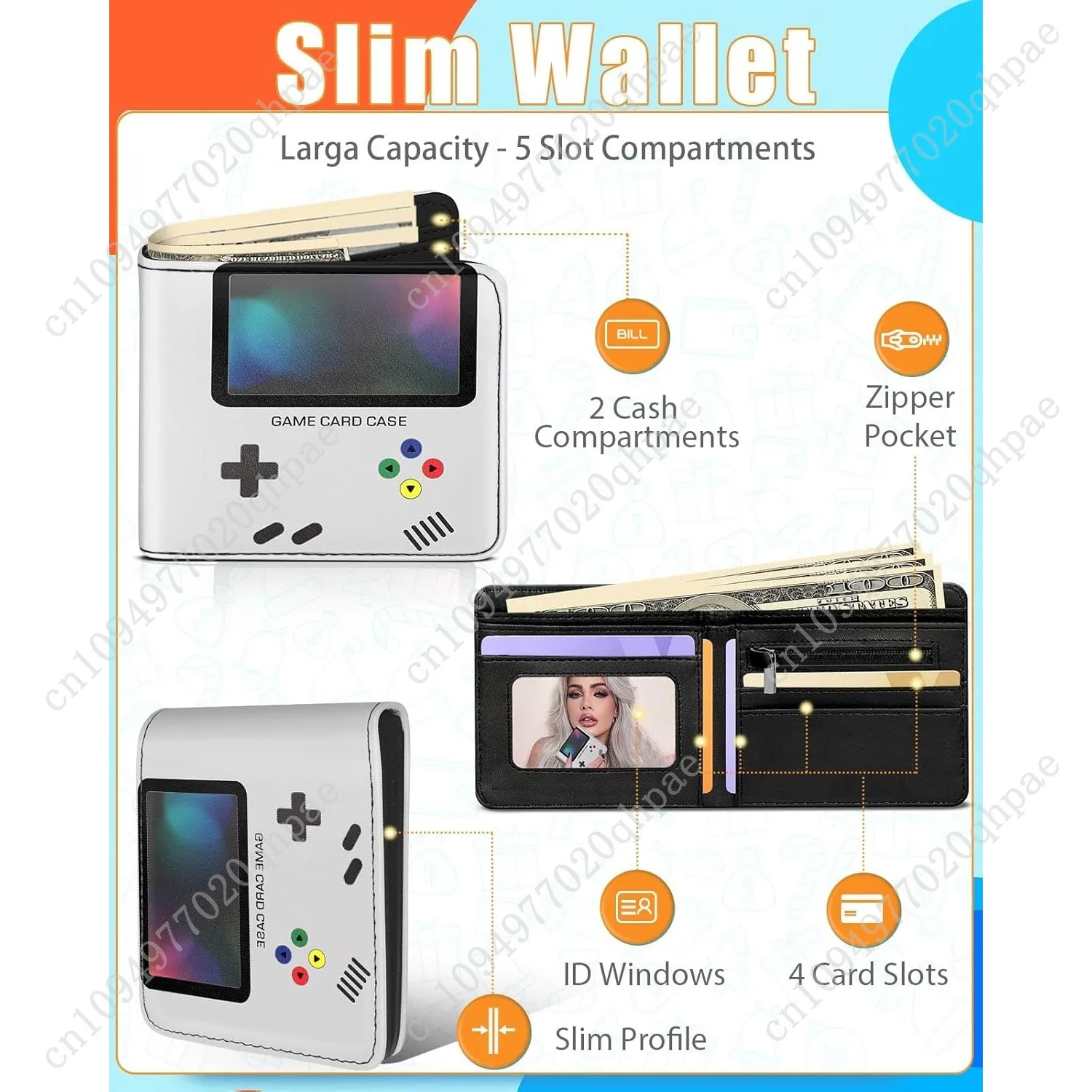 Bistup Boys Wallet Cute Leather Bifold Wallet Video Game for Teen Boys Cool Credit Card Cash Id Holder Rfid Blocking Fun Gamer B