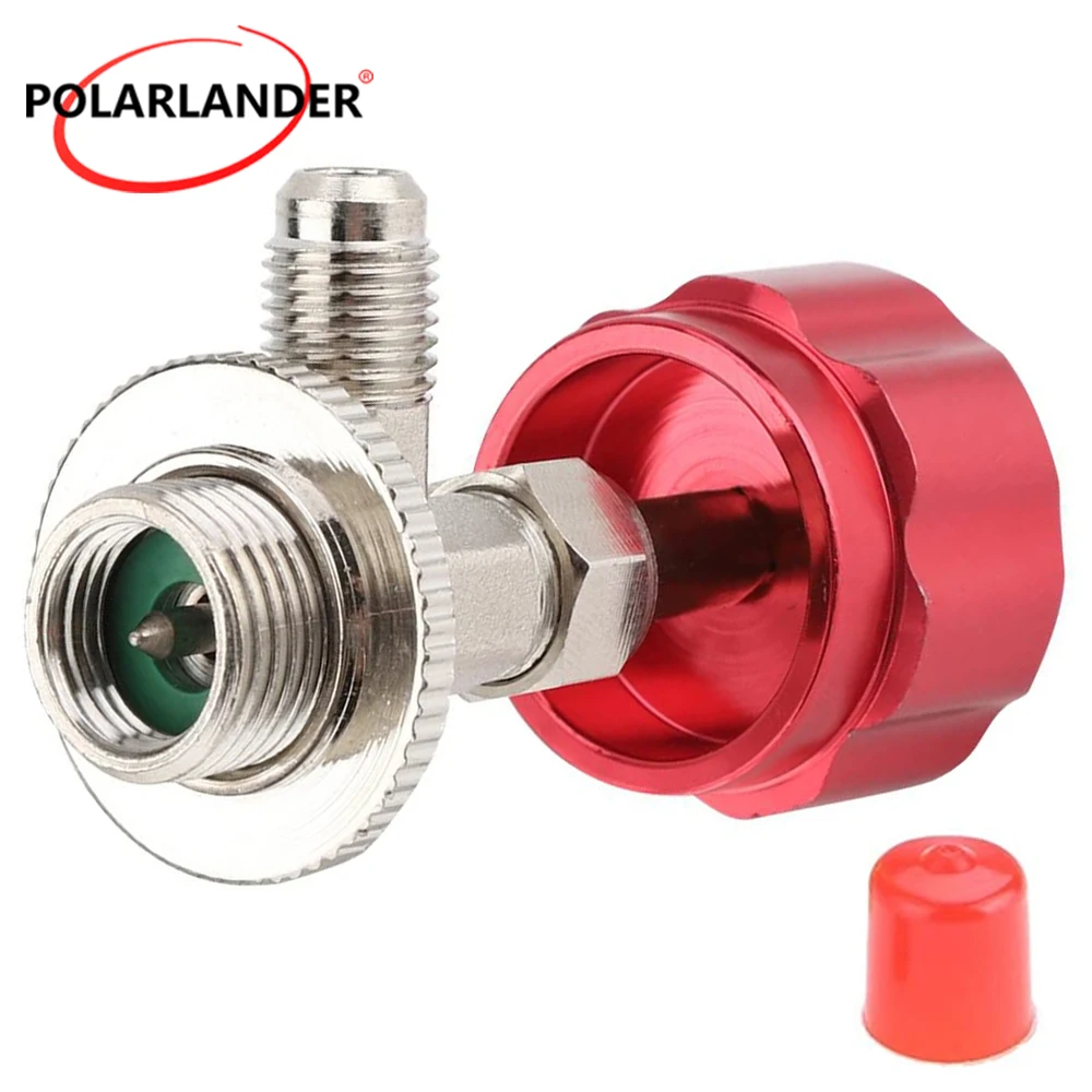 R134a Refrigerant Bottle Opener Can Tap Dispensing Valve M14 1/4 Thread Aluminum Alloy AC Service Tool