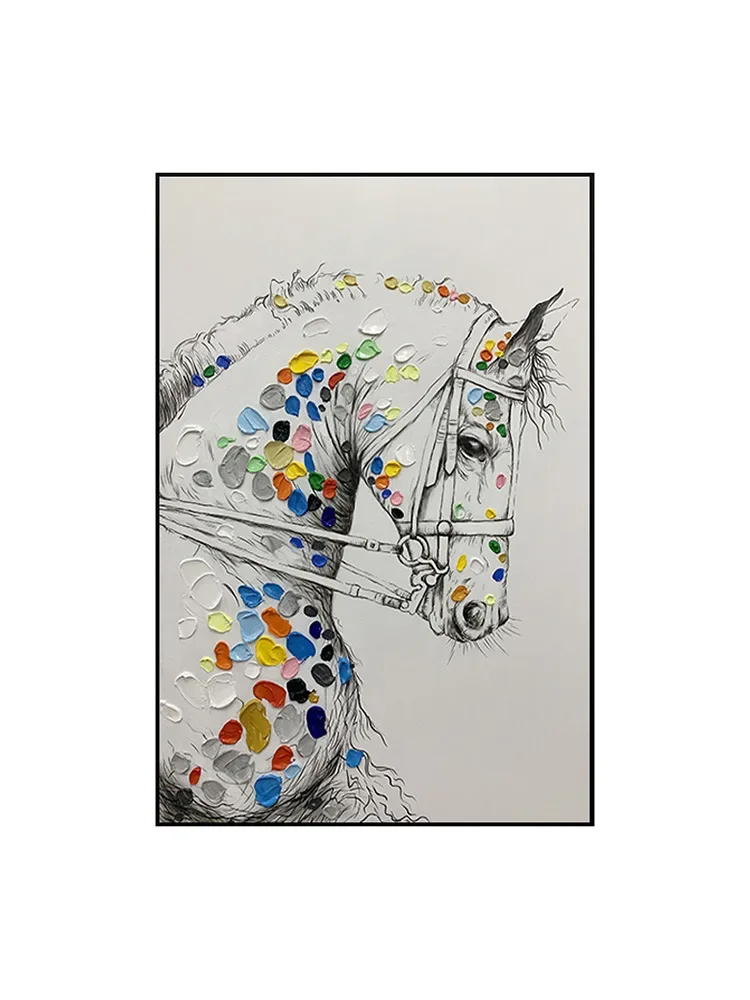 

Pure hand-painted oil paintings, animal horse hanging paintings, new Chinese-style vertical version, study entrance