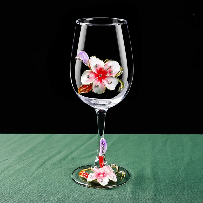 Lily enamel color red wine glass decanter set, high-end light luxury goblet wine glass