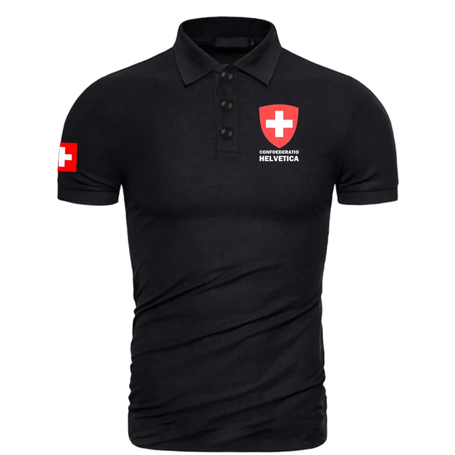 Polo de marque à manches courtes pour hommes, imprimé pour la campagne, Suisse, Hollywood, Suisse, CHE, CH