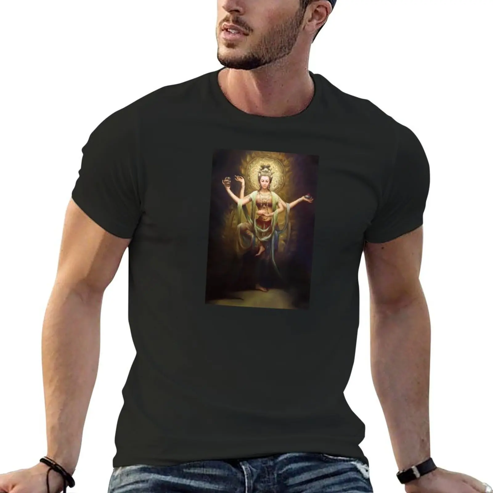 Quan Yin, The Mother and Goddess of Compassion T-Shirt oversized vintage black t shirts for men