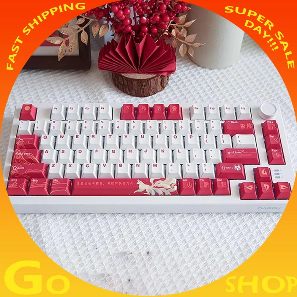

New Dareu Shanhaijing Nine-tailed Fox EK75 Mechanical Keyboard Tri Mode Wireless RGB With Knob E-sports Game Keyboard Customized