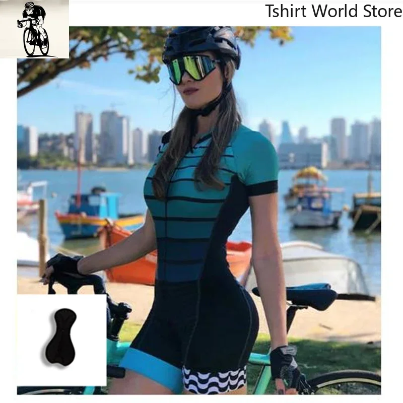 High Quality Sleeve Macaquinho Ciclismo Feminino  Jersey One Piece Jumpsuit short Sleeve  Set Gel Pad Jumpsui for women